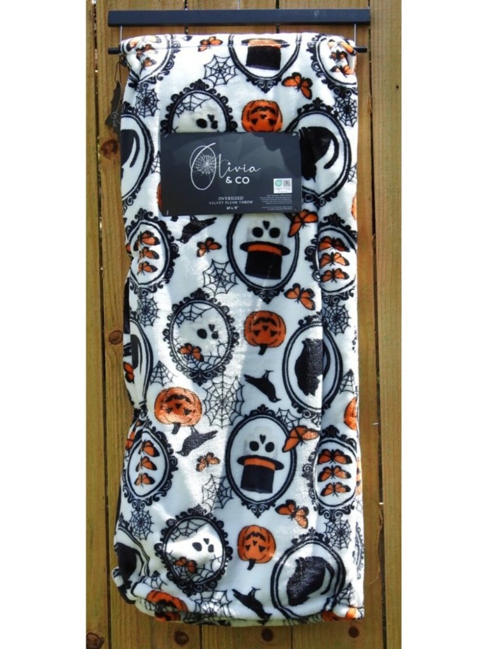 Halloween Skeleton Ghost Pumpkin Velvet Plush Throw Blanket 60x70 Soft Gothic